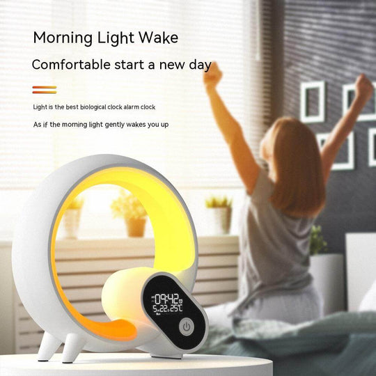 Q Light Analog Sunrise Digital Display Väckarklocka Bluetooth