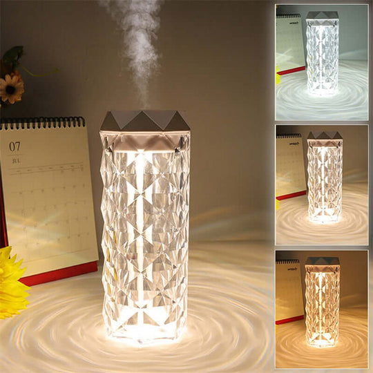 Kristallampa Luftfuktare Färg Nattljus Touch Lampa Med Rum Dekoration