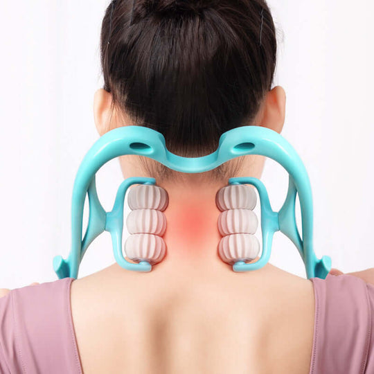 Multi-kneading roller ball with neck clip that massages
