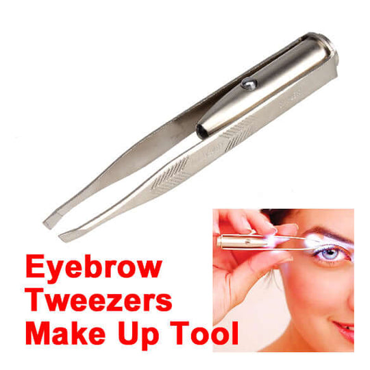 Make Up Tweezers with LED Light in Stainless Steel