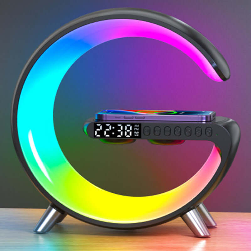 Multifunctional wireless charger Alarm clock Speaker with built-in LED light 