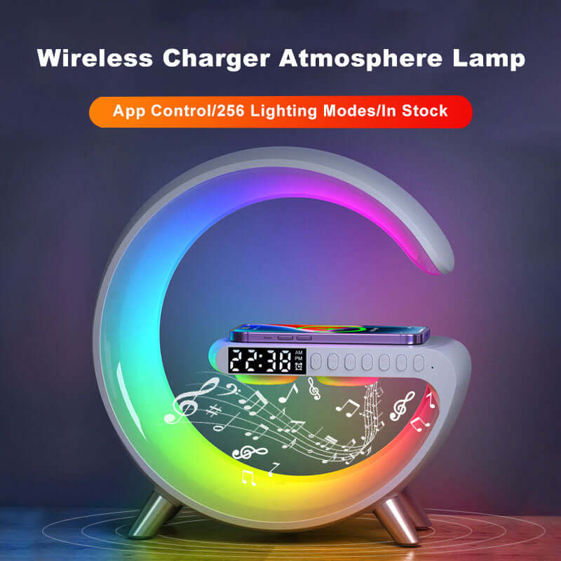 Multifunctional wireless charger Alarm clock Speaker with built-in LED light 