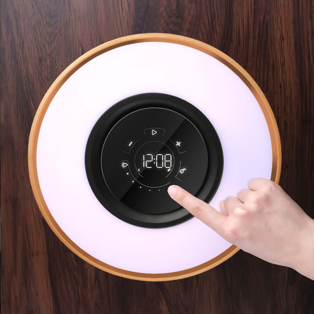 Round intelligent Bluetooth speaker for music Bedside lamp with wireless charging for the living room