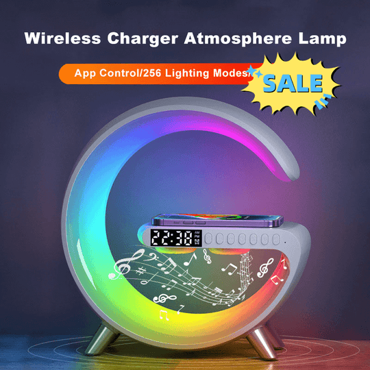 Multifunctional wireless charger Alarm clock Speaker with built-in LED light 