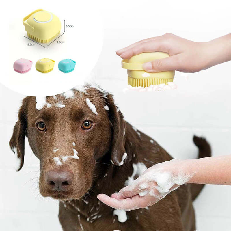 Massage Brush Pets that are loaded with soap